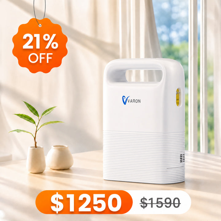 VARON VP-2 Pulse Portable Oxygen Concentrator | 93±3% Oxygen, Long Battery, CE-Approved