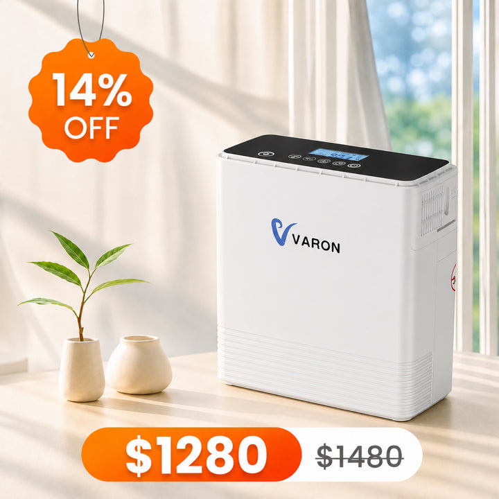 VARON VP-6 Continuous Portable Oxygen Concentrator | 1-6 setting Flow, CE-Approved