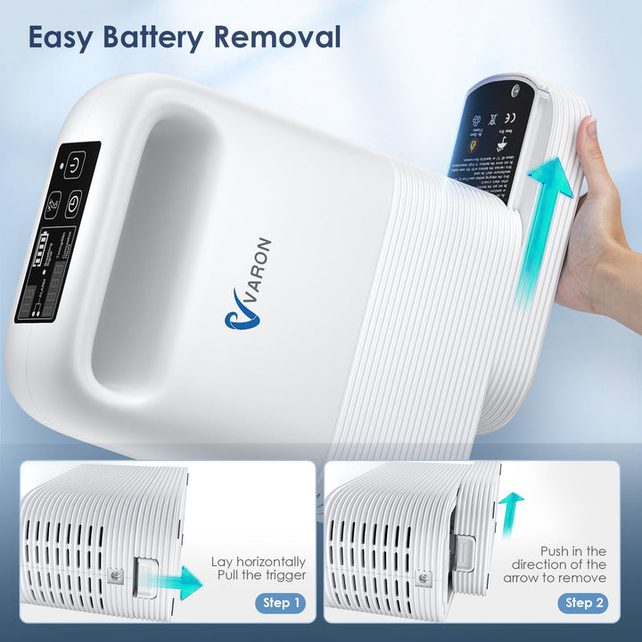 VARON VP-2 replaceable battery system for uninterrupted COPD therapy during travel