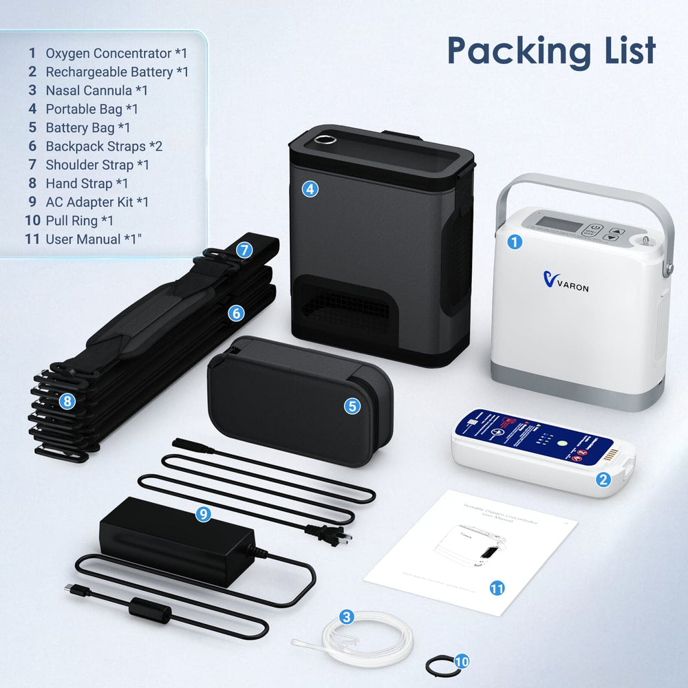 VARON VP-8G Pulse Portable Oxygen Concentrator Australia Packing List