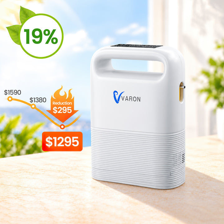 VARON VP-2 Pulse Portable Oxygen Concentrator | 93±3% Oxygen, Long Battery, CE-Approved