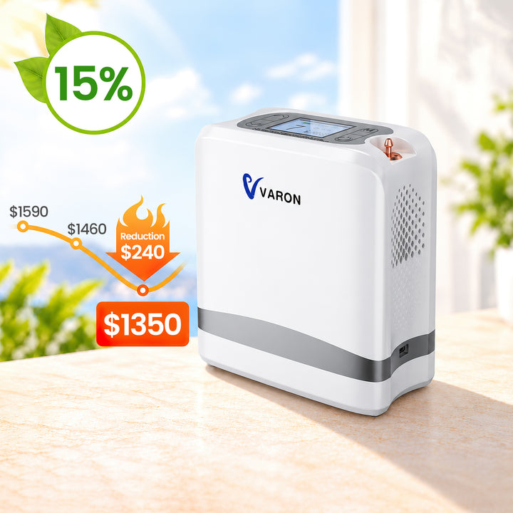 VARON VP-8 Lite | Pulse Flow Portable Oxygen Concentrator (1-7 settings)